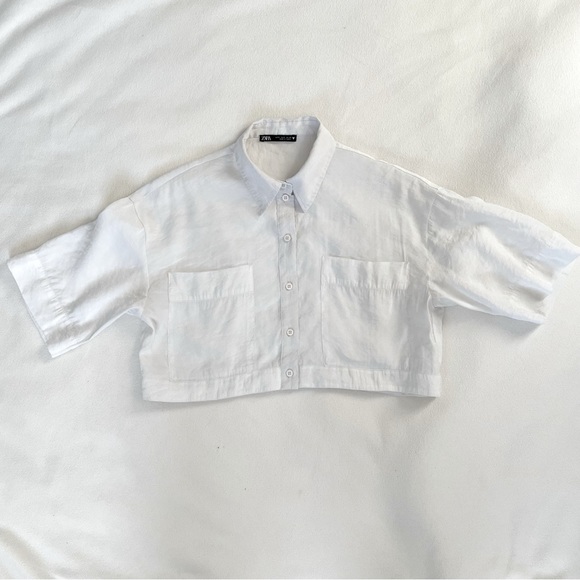 Zara Cropped Button-Up Dress Shirt - Picture 3 of 7